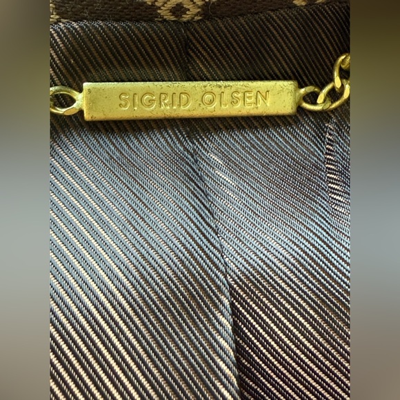 Sigrid Olsen Long Blazer Single Breasted Brown Gold Vintage Sz-XS - Picture 6 of 11